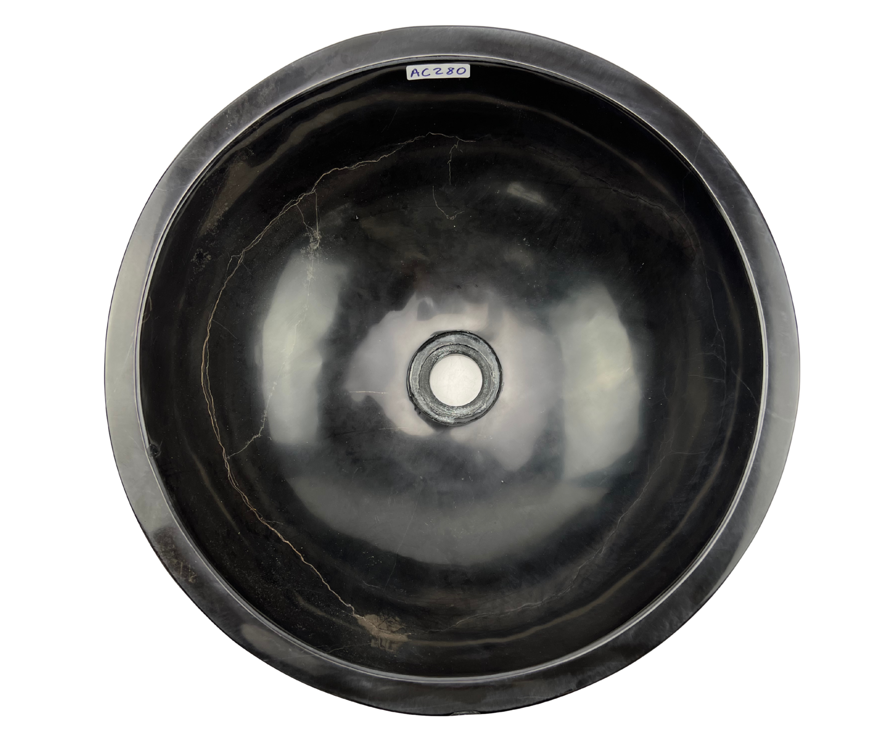 AC280 - Mármol Negro Circular Brilloso Liso - 40 x 40 x 15