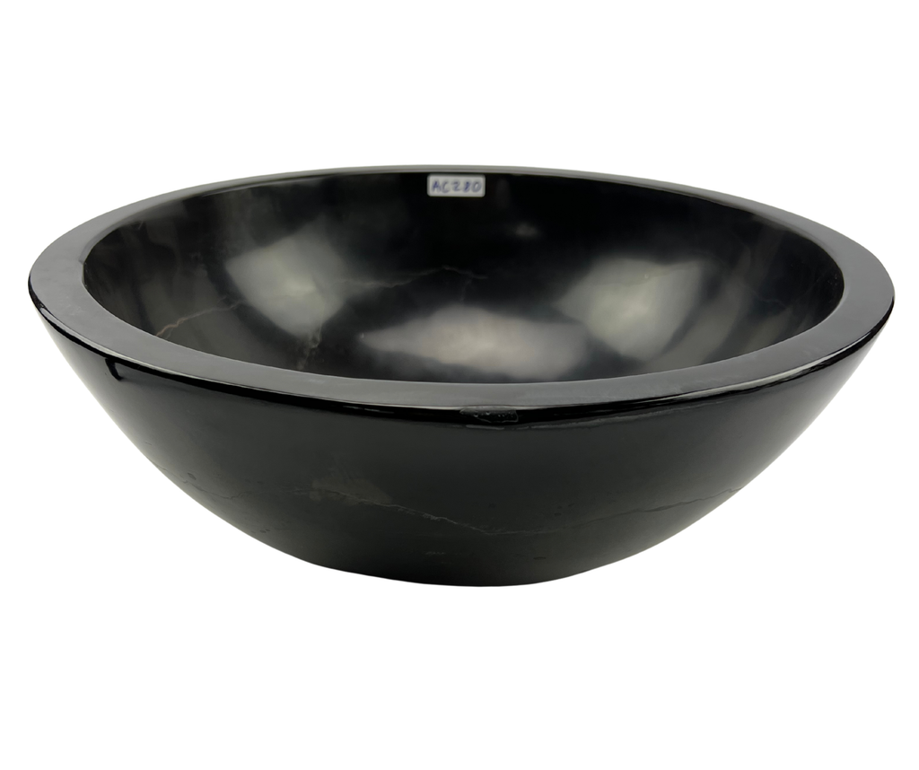 AC280 - Mármol Negro Circular Brilloso Liso - 40 x 40 x 15
