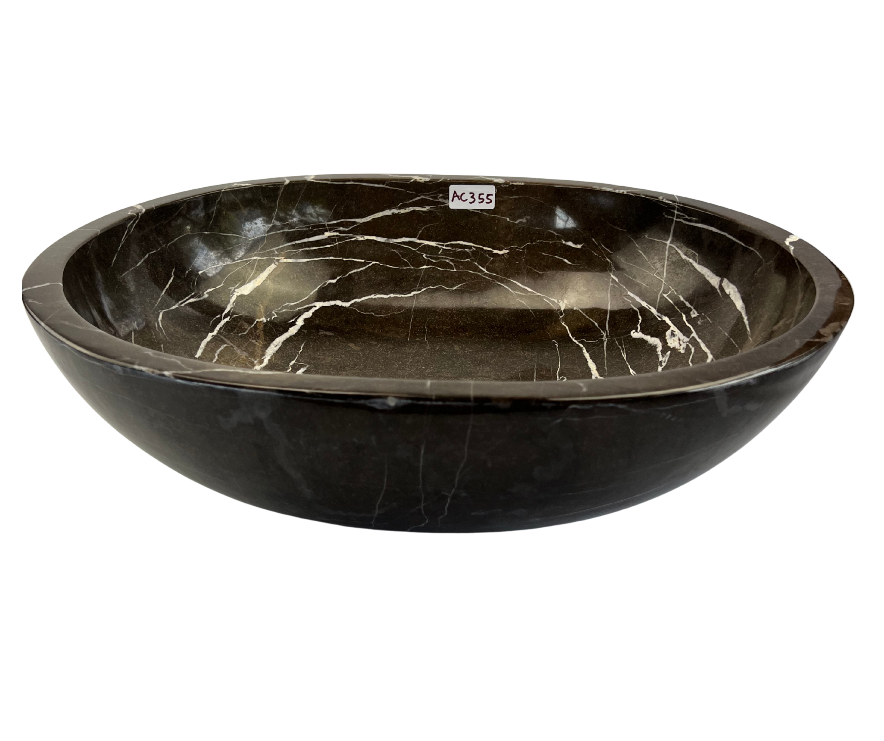AC355 - Mármol Café Ovalado Liso - 50 x 40 x 15.5