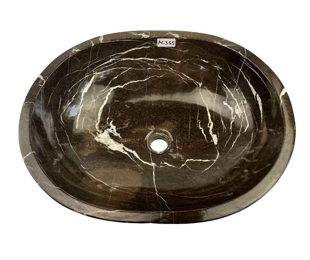AC355 - Mármol Café Ovalado Liso - 50 x 40 x 15.5