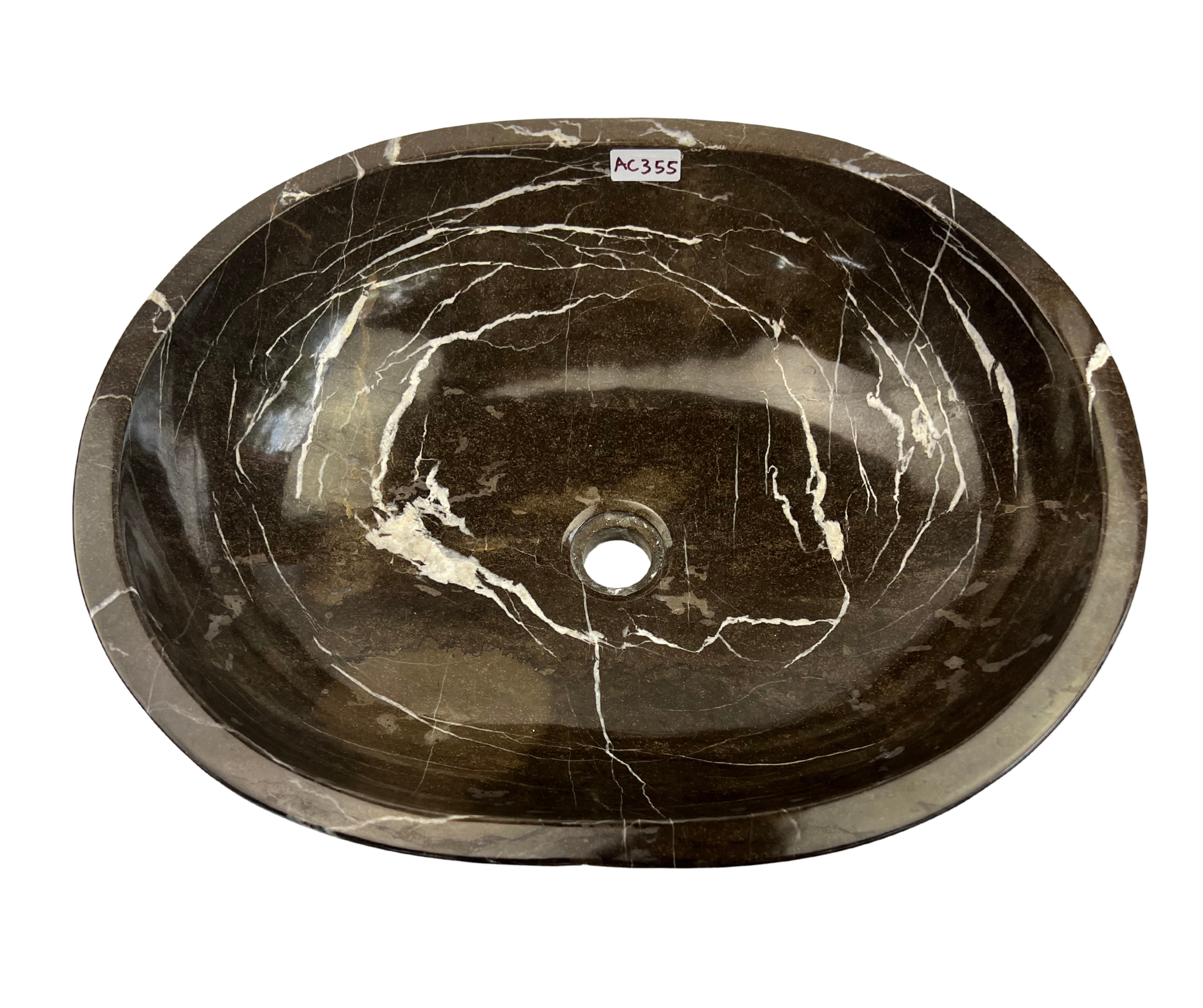 AC355 - Mármol Café Ovalado Liso - 50 x 40 x 15.5