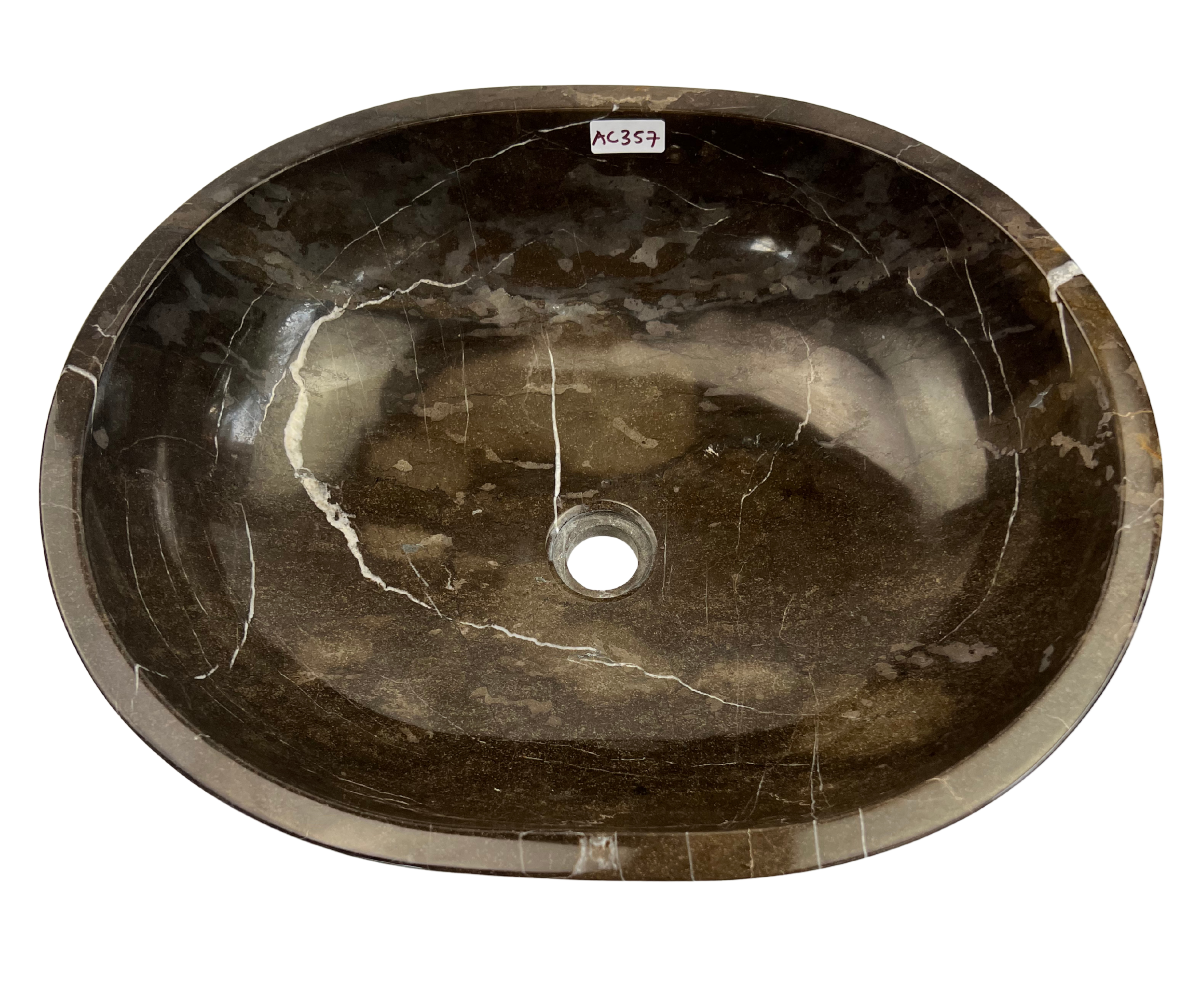 AC357 - Mármol Café Ovalado Liso - 50 x 40 x 15