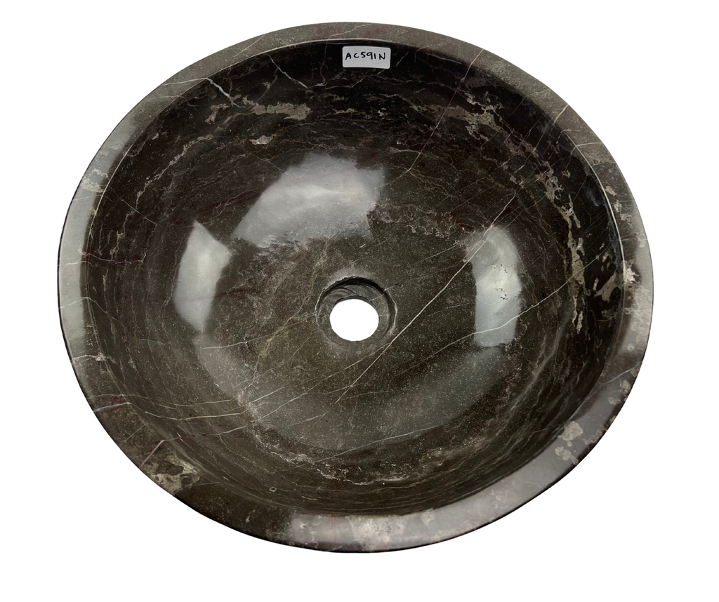 AC591 - Mármol Gris Circular Liso Brilloso - 40 x 40 x 14