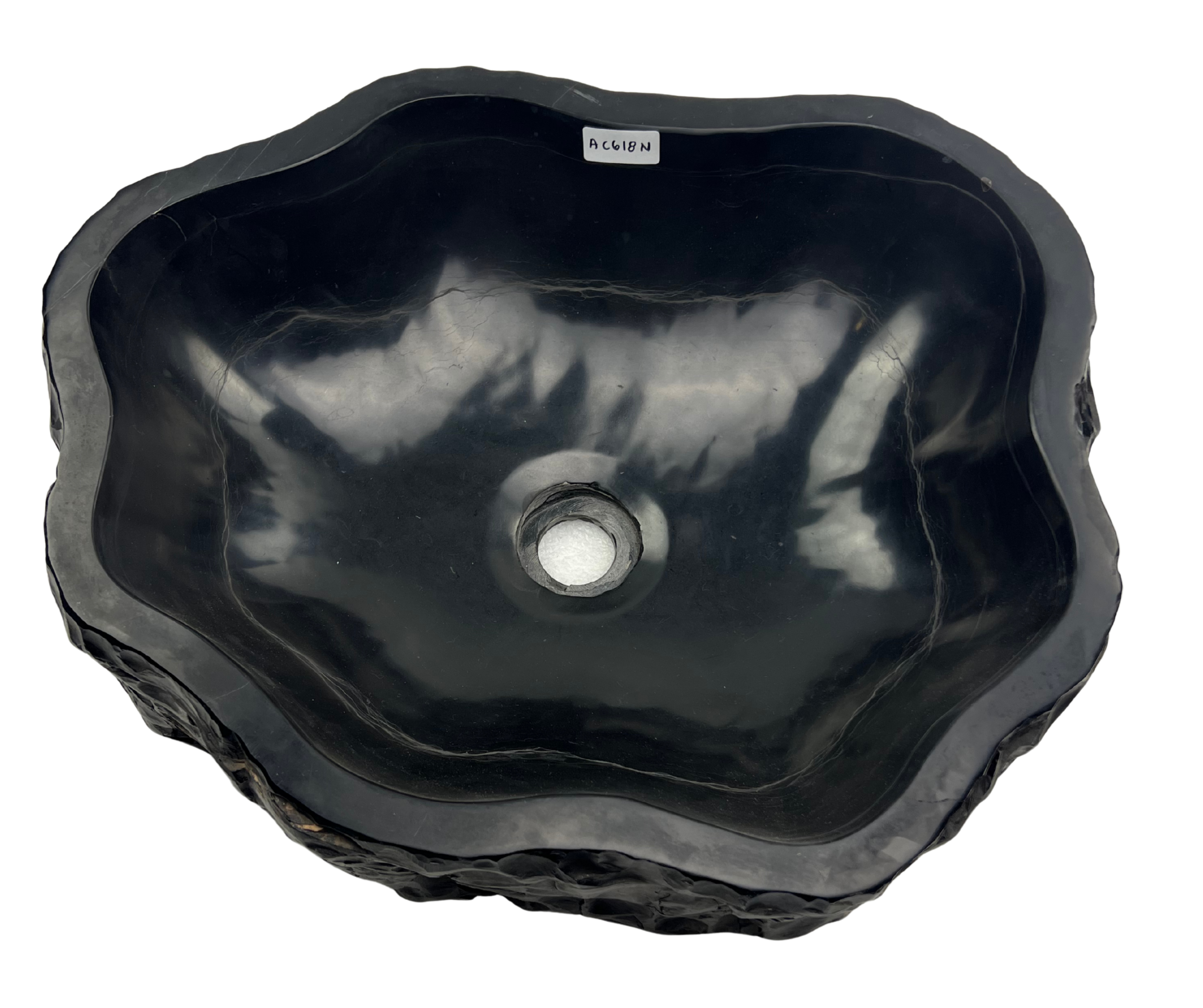 AC618N - Mármol Negro Irregular SemiBrilloso Raw - 48 x 39 x 15