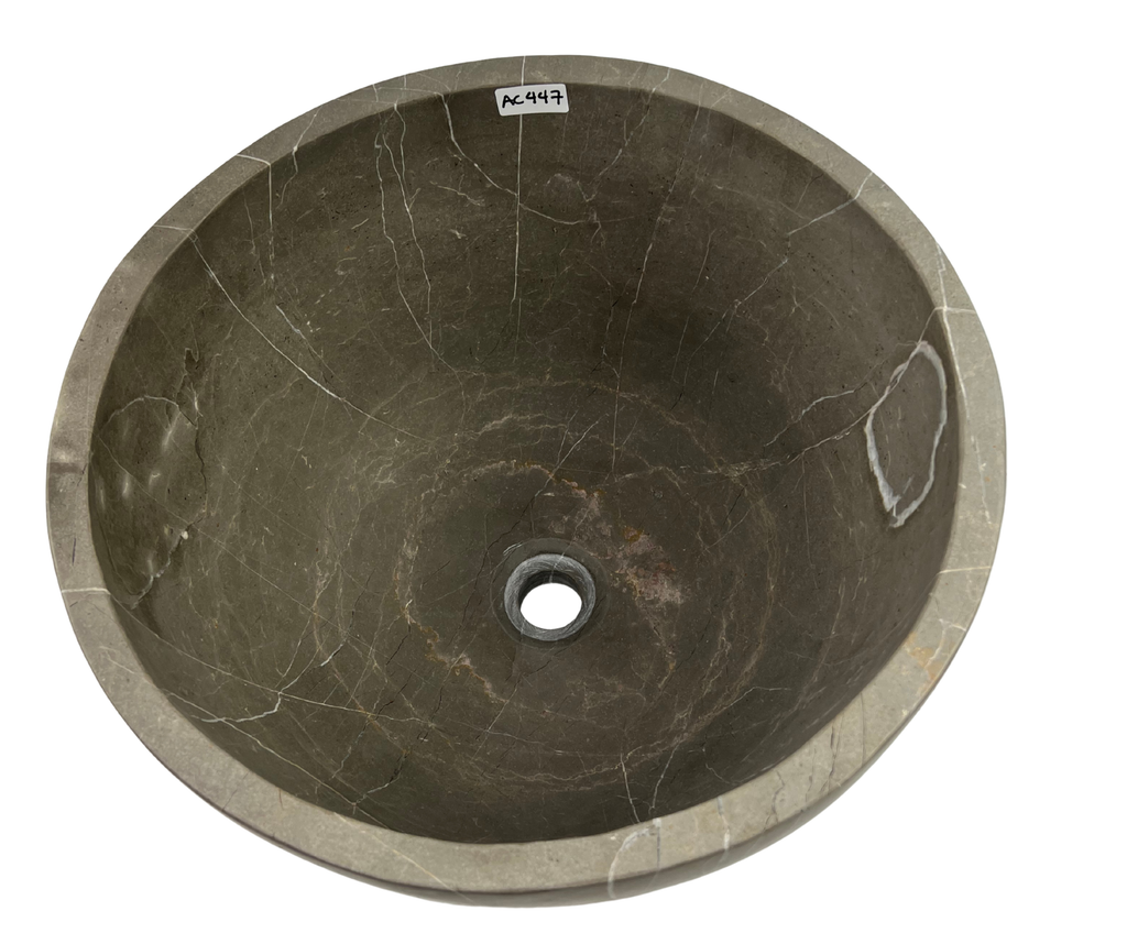 AC447 - Mármol Café Grisáseo Circular Liso y Alto - 43 x 43 x 26