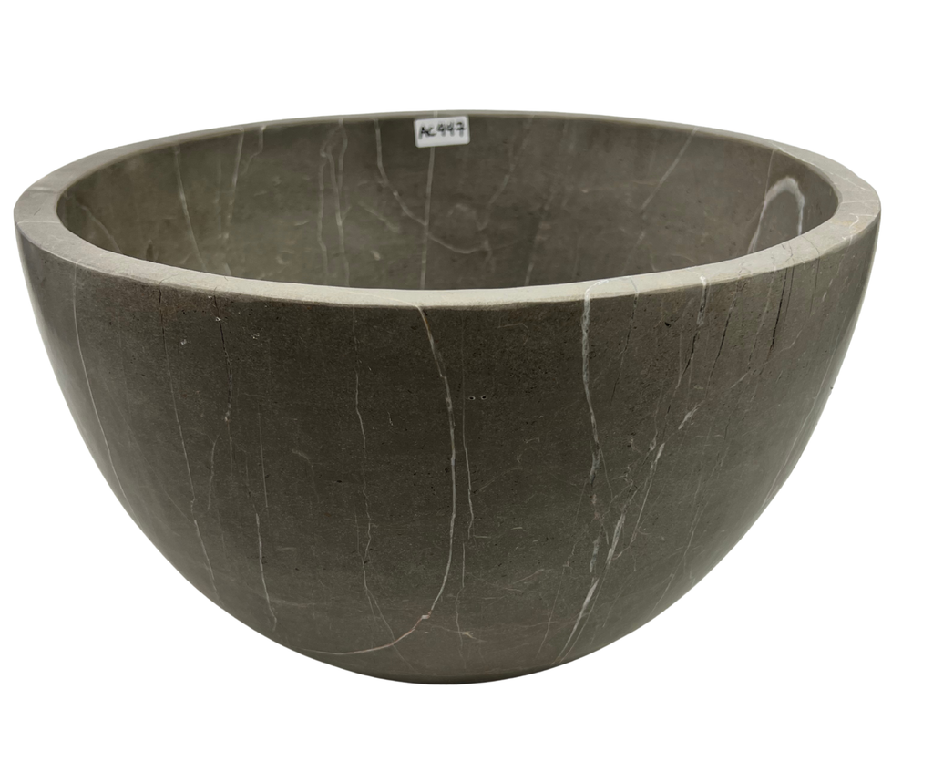 AC447 - Mármol Café Grisáseo Circular Liso y Alto - 43 x 43 x 26