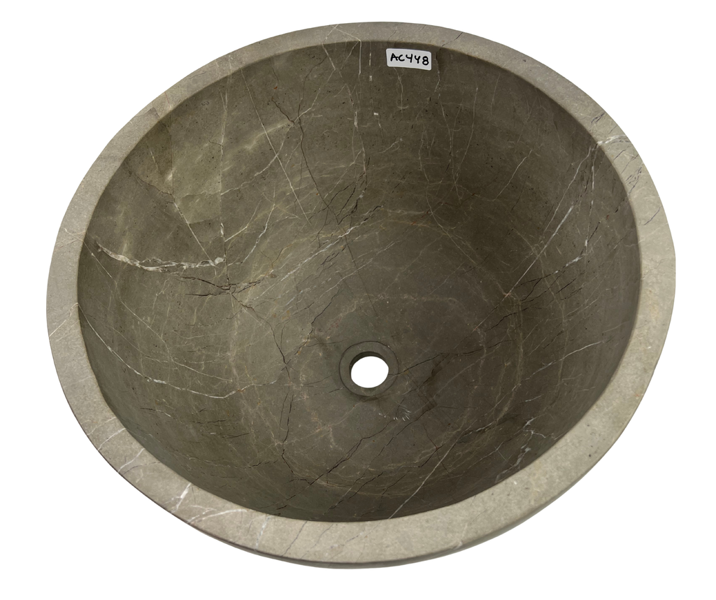 AC448  - Mármol Café Grisáseo Circular Liso y Alto - 43 x 43 x 26