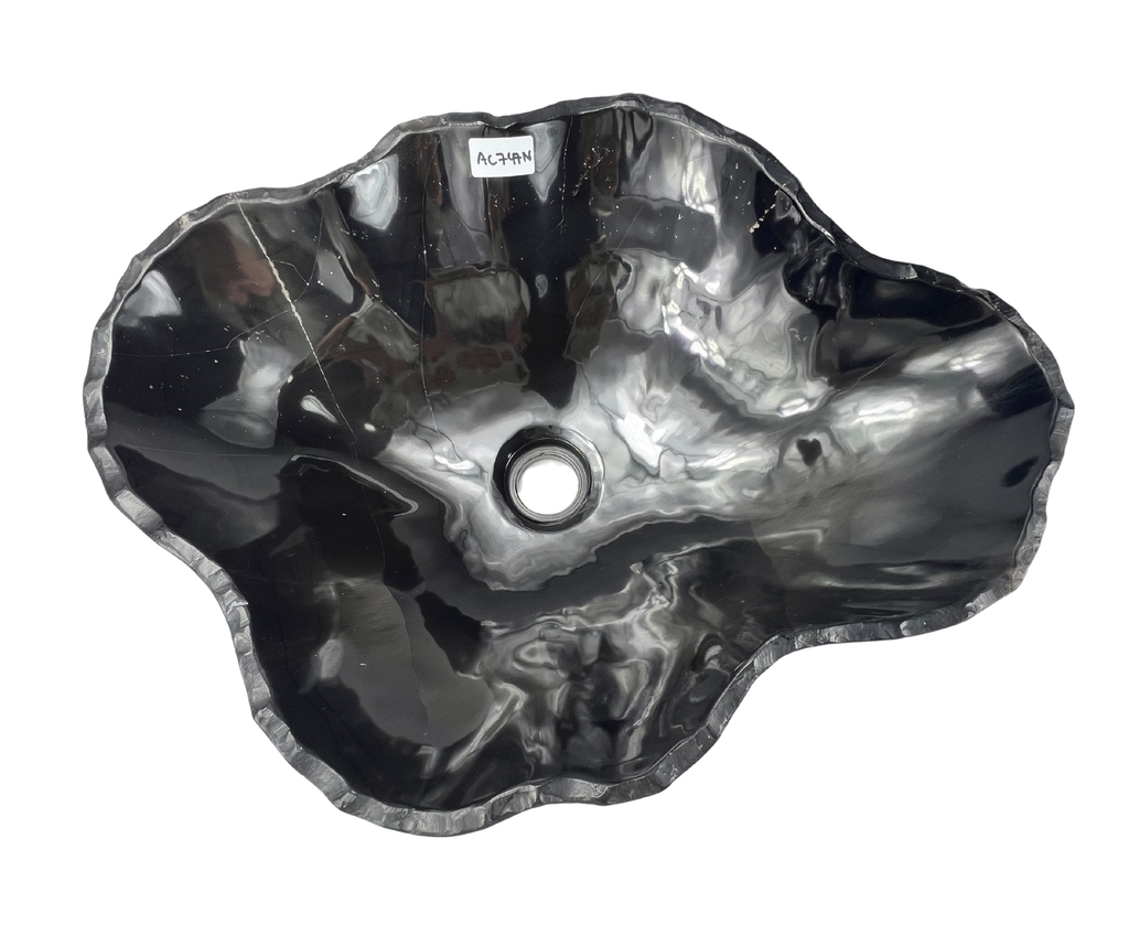 AC747N - Mármol Negro Brilloso Tipo Bowl - 50.5 x 40 x 15