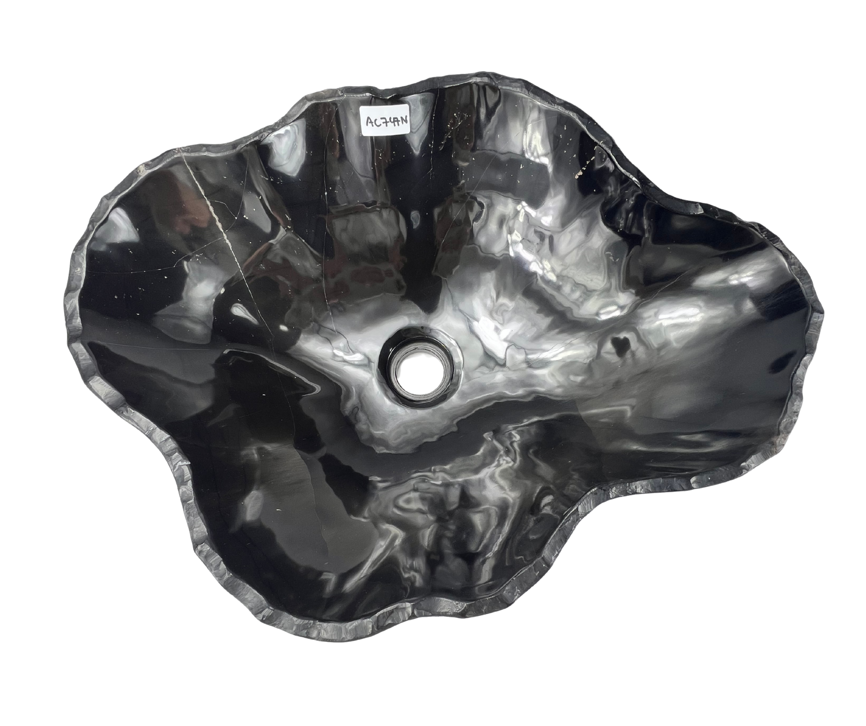 AC747N - Mármol Negro Brilloso Tipo Bowl - 50.5 x 40 x 15