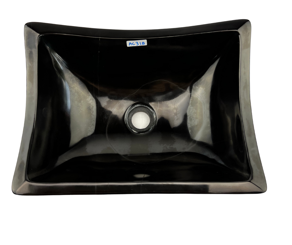 AC318 - Mármol Negro Brilloso Estilo Pañuelo - 40 x 30 x 15