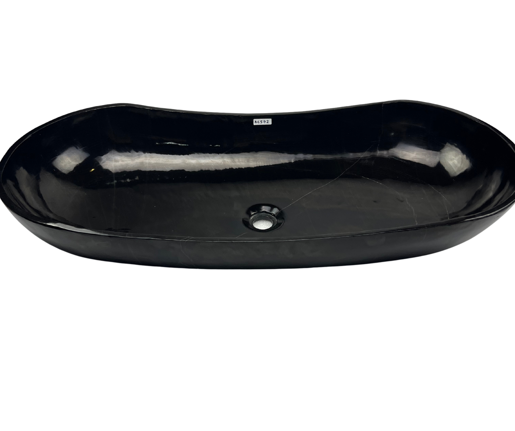 AC572 - Mármol Negro Brilloso Tipo Canoa - 90 x 40 x 17