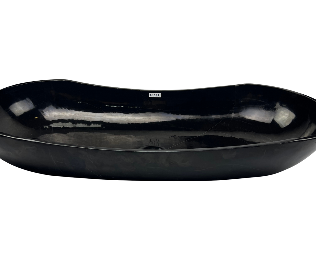 AC572 - Mármol Negro Brilloso Tipo Canoa - 90 x 40 x 17