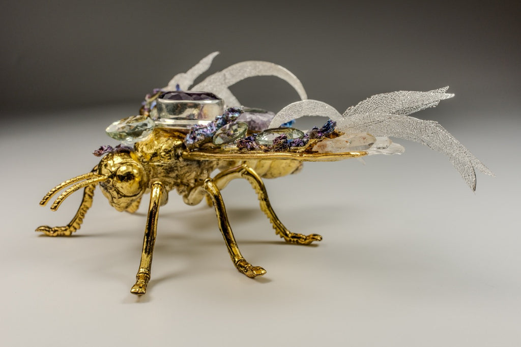 Abeja Grande Lila con Amarillo