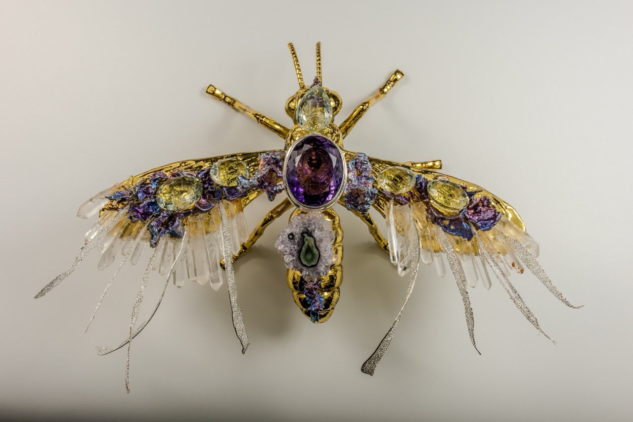 Abeja Grande Lila con Amarillo