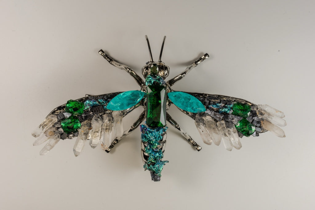 Abeja Grande Plateada - Verde Menta con Verde