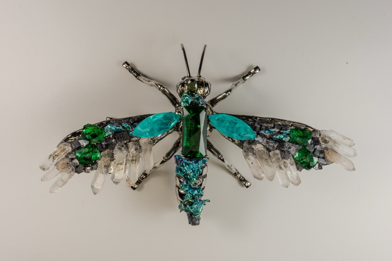 Abeja Grande Plateada - Verde Menta con Verde
